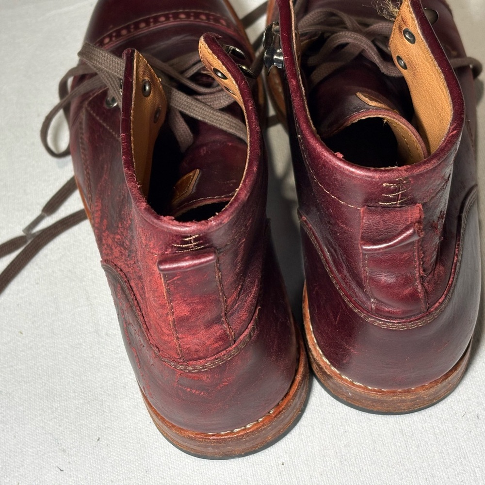 Chevalier Burgundy Leather Lace-Up Boots